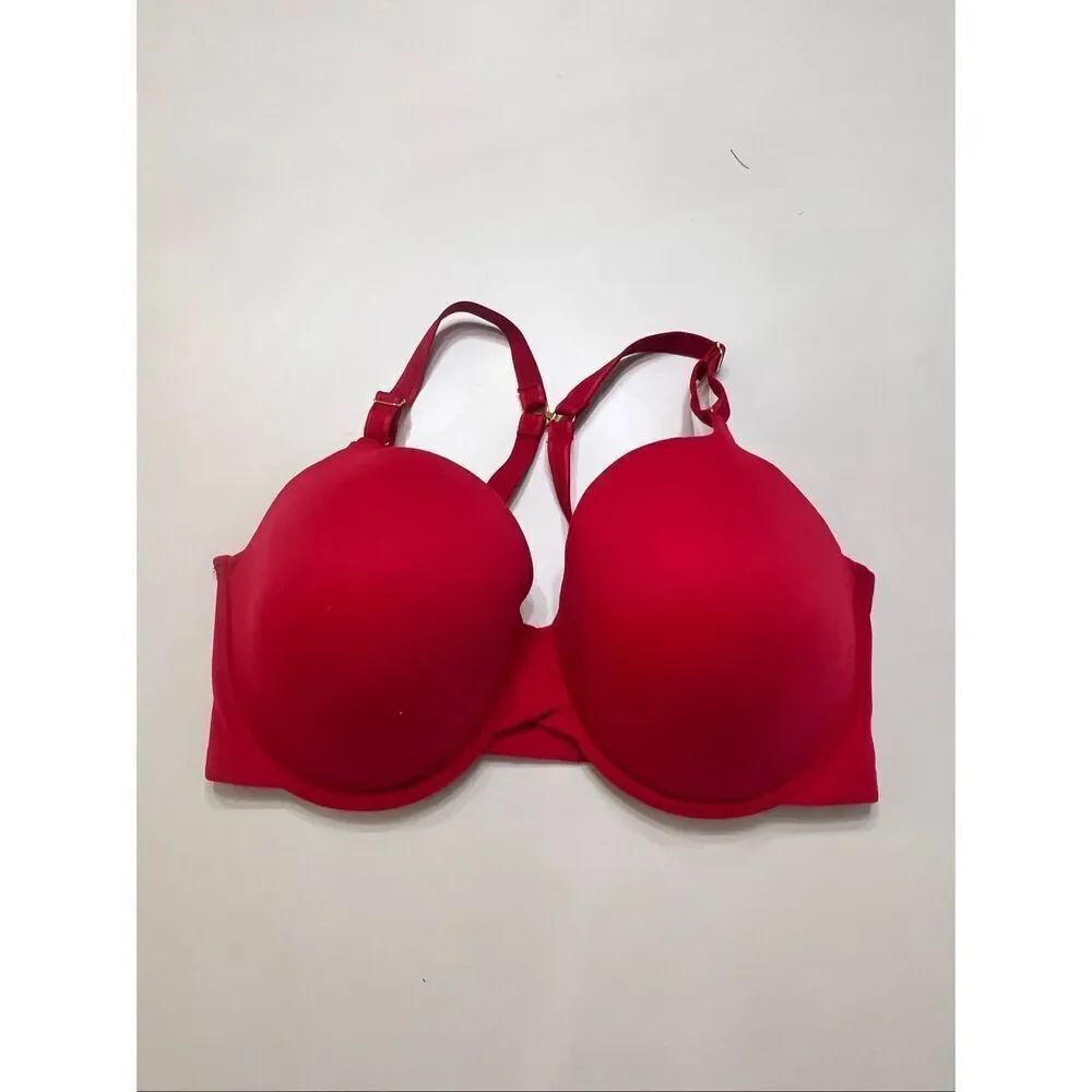 Joyspun Women's Padded Underwire Smooth Full Coverage T-Shirt Bra Red Size 38DD